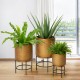 Glitzhome Antique Gold Honeycomb Patterned Metal Potted Planter Stand, Set of 3