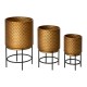 Glitzhome Antique Gold Honeycomb Patterned Metal Potted Planter Stand, Set of 3