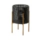 Glitzhome Faux Wicker Black Metal Pot Planter Stand, Set of 3