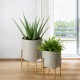 Glitzhome Concrete Patterned Metal Pot Planter Stand, Set of 2