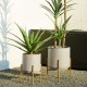 Glitzhome Concrete Patterned Metal Pot Planter Stand, Set of 2