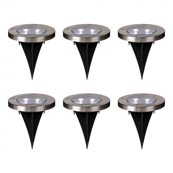 Glitzhome 5.25"H 6 Pack Solar Powered LED Pathway Ground Lights