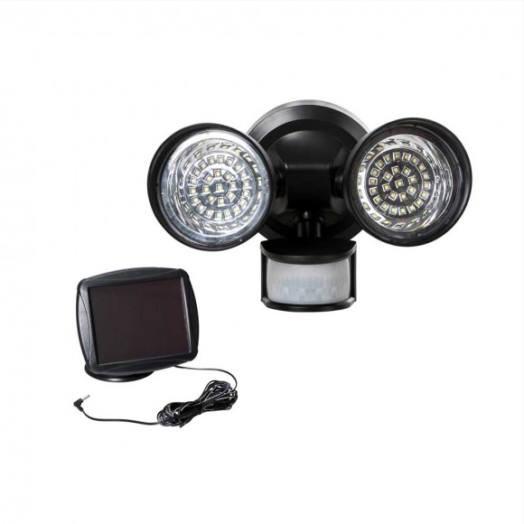 Glitzhome 8.25"L Outdoor Solar Powered Dual-Head SMD LED Motion Senser Security Flood Light