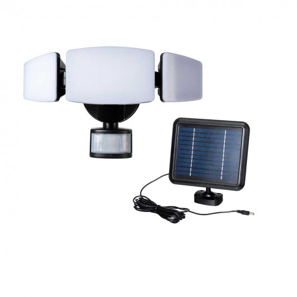 Glitzhome 12.5"L Outdoor Solar Powered Triple-Head SMD LED Motion Senser Security Flood Light
