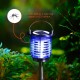 Glitzhome 17.5"H Dual Mode Solar Powered LED Insect Catcher Light with Hanger and Stake