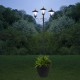 Glitzhome 74"H 3-Head Solar Lamp Post Light with a Planter Pot
