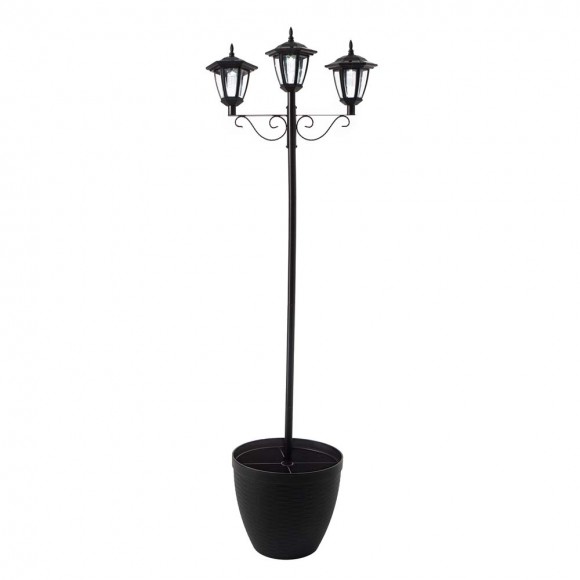 Glitzhome 74"H 3-Head Solar Lamp Post Light with a Planter Pot