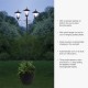 Glitzhome 74"H 3-Head Solar Lamp Post Light with a Planter Pot