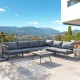 Glitzhome 7-Piece Outdoor Patio Black Aluminum Sectional Conversation Sofa Set with Cushions