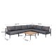 Glitzhome 7-Piece Outdoor Patio Black Aluminum Sectional Conversation Sofa Set with Cushions