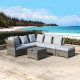 Glitzhome 7-Piece Outdoor Patio Wicker Sectional Conversation Sofa Set with Cushions