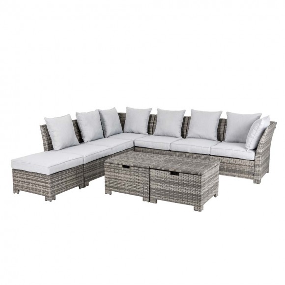 Glitzhome 9-Piece Outdoor Patio Wicker Sectional Conversation Sofa Set with Cushions