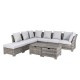 Glitzhome 9-Piece Outdoor Patio Wicker Sectional Conversation Sofa Set with Cushions