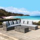 Glitzhome 9-Piece Outdoor Patio Wicker Sectional Conversation Sofa Set with Cushions