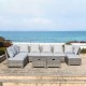 Glitzhome 10-Piece Outdoor Patio Wicker Sectional Conversation Sofa Set with Cushions