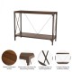 Glitzhome 43.25"L Modern Industrial Brown Wood/Metal Console Table