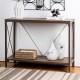 Glitzhome 43.25"L Modern Industrial Brown Wood/Metal Console Table