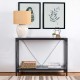 Glitzhome 43.25"L Modern Industrial Black Wood/Metal Console Table