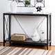 Glitzhome 43.25"L Modern Industrial Black Wood/Metal Console Table