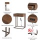 Glitzhome 26"H Modern Industrial Brown Wood/Metal C Side & End Table with a Drawer and 2 USB Charging Ports