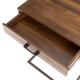 Glitzhome 26"H Modern Industrial Brown Wood/Metal C Side & End Table with a Drawer and 2 USB Charging Ports