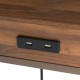 Glitzhome 26"H Modern Industrial Brown Wood/Metal C Side & End Table with a Drawer and 2 USB Charging Ports