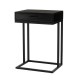 Glitzhome 26"H Modern Industrial Black Wood/Metal C Side & End Table with a Drawer and 2 USB Charging Ports