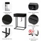 Glitzhome 26"H Modern Industrial Black Wood/Metal C Side & End Table with a Drawer and 2 USB Charging Ports