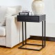 Glitzhome 26"H Modern Industrial Black Wood/Metal C Side & End Table with a Drawer and 2 USB Charging Ports