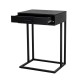 Glitzhome 26"H Modern Industrial Black Wood/Metal C Side & End Table with a Drawer and 2 USB Charging Ports