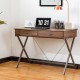 Glitzhome 43.25"L Modern Industrial Brown Wood/Metal Writing Desk With 1 Outlet and 2 USB Charging Ports