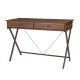 Glitzhome 43.25"L Modern Industrial Brown Wood/Metal Writing Desk With 1 Outlet and 2 USB Charging Ports