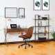 Glitzhome 43.25"L Modern Industrial Brown Wood/Metal Writing Desk With 1 Outlet and 2 USB Charging Ports