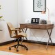 Glitzhome 43.25"L Modern Industrial Brown Wood/Metal Writing Desk With 1 Outlet and 2 USB Charging Ports