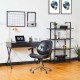 Glitzhome 43.25"L Modern Industrial Black Wood/Metal Writing Desk With 1 Outlets and 2 USB Charging Ports