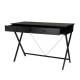 Glitzhome 43.25"L Modern Industrial Black Wood/Metal Writing Desk With 1 Outlets and 2 USB Charging Ports