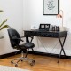 Glitzhome 43.25"L Modern Industrial Black Wood/Metal Writing Desk With 1 Outlets and 2 USB Charging Ports