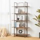 Glitzhome 72"H Modern Industrial Brown Wood/Metal 5-Tier Bookcases & Shelves