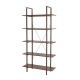 Glitzhome 72"H Modern Industrial Brown Wood/Metal 5-Tier Bookcases & Shelves