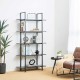 Glitzhome 72"H Modern Industrial Black Wood/Metal 5-Tier Bookcases & Shelves