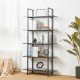 Glitzhome 72"H Modern Industrial Black Wood/Metal 5-Tier Bookcases & Shelves