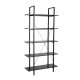 Glitzhome 72"H Modern Industrial Black Wood/Metal 5-Tier Bookcases & Shelves