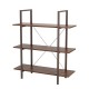 Glitzhome 41.5"H Modern Industrial Brown Wood/Metal 3-Tier Bookcases & Shelves