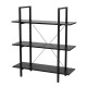 Glitzhome 41.5"H Modern Industrial Black Wood/Metal 3-Tier Bookcases & Shelves