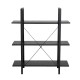 Glitzhome 41.5"H Modern Industrial Black Wood/Metal 3-Tier Bookcases & Shelves