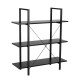 Glitzhome 41.5"H Modern Industrial Black Wood/Metal 3-Tier Bookcases & Shelves