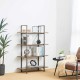 Glitzhome 55"H Modern Industrial Brown Wood/Metal 4-Tier Bookcases & Shelves