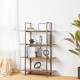 Glitzhome 55"H Modern Industrial Brown Wood/Metal 4-Tier Bookcases & Shelves