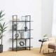 Glitzhome 55"H Modern Industrial Black Wood/Metal 4-Tier Bookcases & Shelves