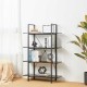 Glitzhome 55"H Modern Industrial Black Wood/Metal 4-Tier Bookcases & Shelves